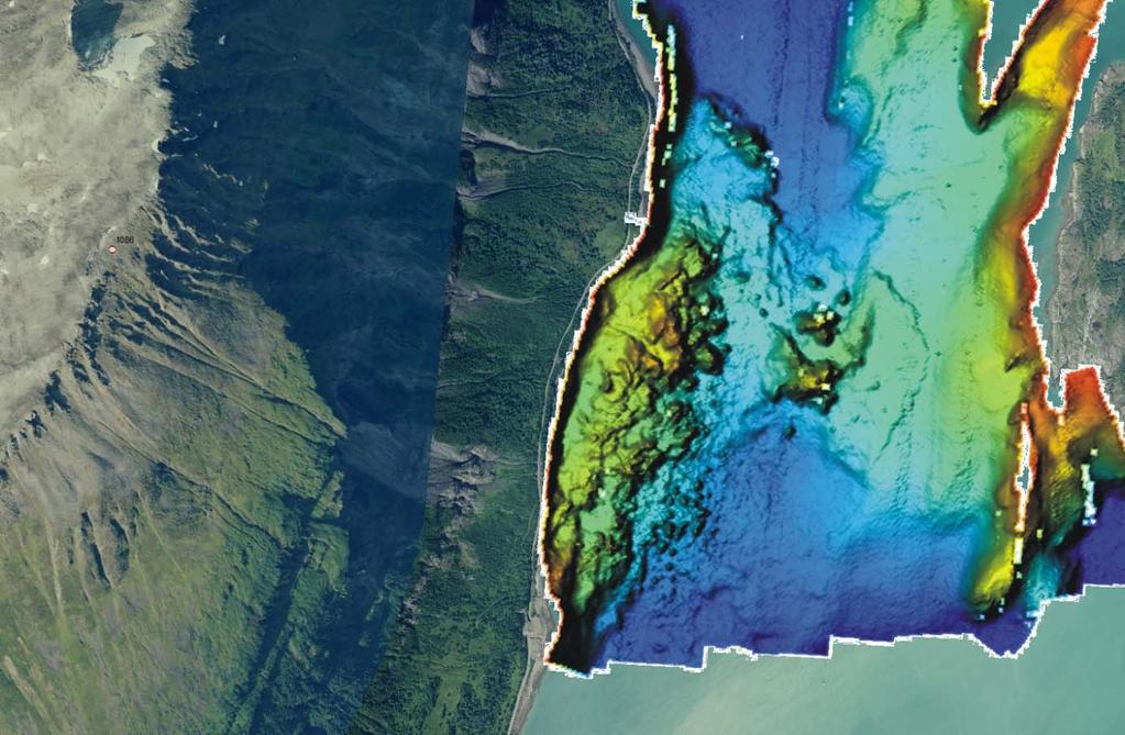 Legg merke til likheten mellom skredavsetningene her og den tolkede skredavsetningen fra seismikken fra Vassnestind, hvor det er store blokker og kaotiske avsetninger 6.22.