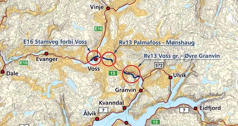 www.vegvesen.no/vegprosjekter/vossapakken E16 og rv. 13 Vossapakko over halvvegs Februar 2012 www.vegvesen.no/vegprosjekter/vossapakken Delprosjekta riksveg 13 Øvre Granvin Voss grense og Mønshaug Palmafoss opna 20.