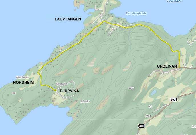 Undlinan (B) og til Planområdet Djupvika