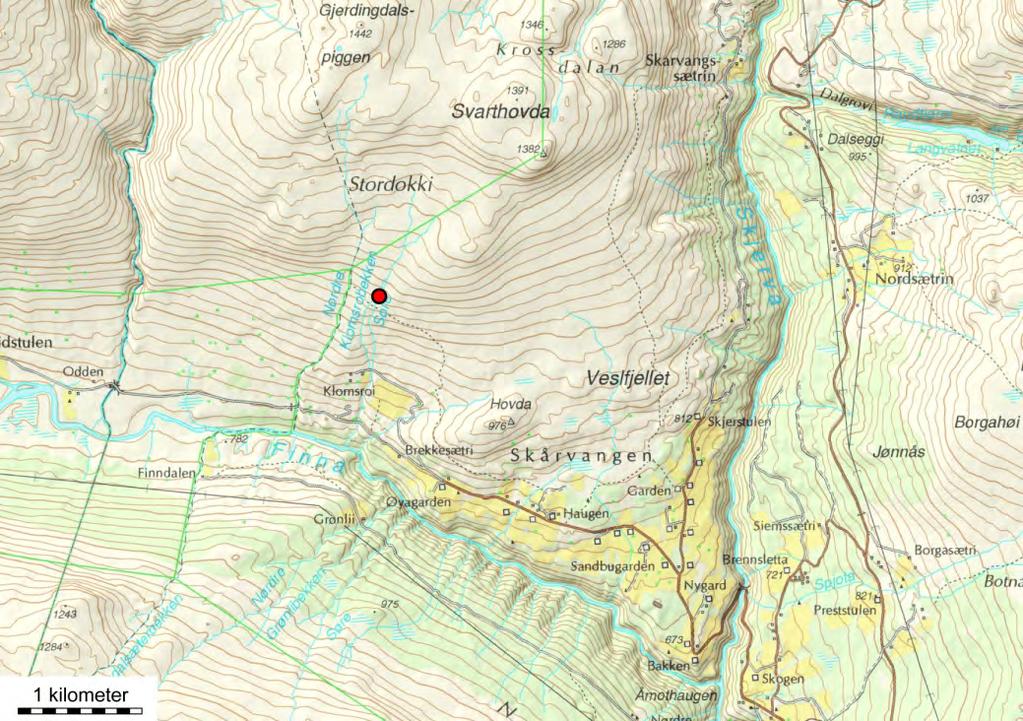 Andre kvernsteinsbrudd i Vågå Et lite kvernsteinbrudd finnes nord for setra Klomsroi, ca 11 km nordvest for Vågåmo og litt forbi Skårvangen (Figur 78).