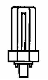 strømbegrenser To korte parallelle rør, lampesokkel G23 (2-stift) eller 2G7 (4-stift) Fire parallelle rør, lampesokkel