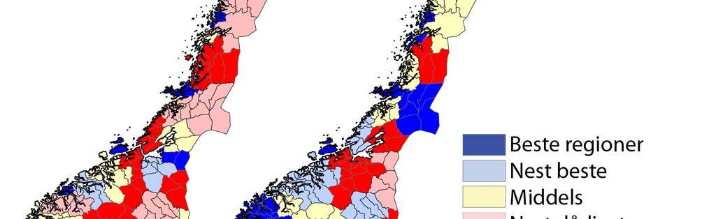 Figur 5: Regionale forskjeller i nettoflytting i 2011, samt endringer i relativ nettoflytting fra perioden 2000-2006 til perioden 2009-2011.