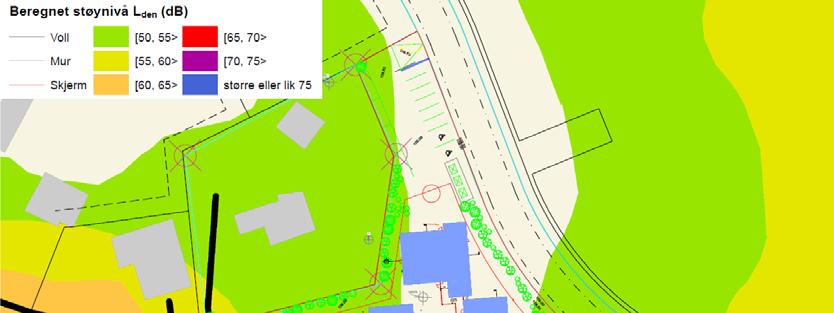 Figur 2: Statens vegvesens støykart for Spydeberg kommune med den foreslåtte eiendom på Nordmyrstubben 10 22 satt inn. 2.5.