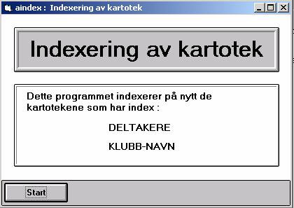 7.10 INDEXERING AV KARTOTEK Dette er en funksjon som kun skal benyttes dersom en har