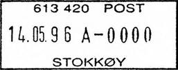 99 VG Stempel nr. D1 Type: DN Utsendt?? POSTVERKET Litra M 7178 STOKKØY Innsendt?? Stempel nr. D2 Type: DNE Utsendt?