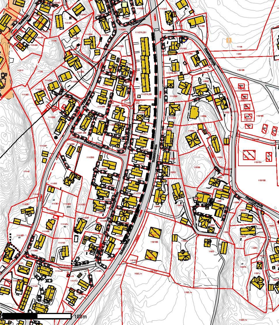 DETALJREGULERING FOR GANG- OG SYKKELVEI LANGS INDUSTRIVEIEN 5BESKRIVELSE AV PLANFORSLAGET SANDEFJORD KOMMMUNE 13 Figur 5 - Strekning med støyskjerming Noen eiendommer vil få enten fasade og uteplass