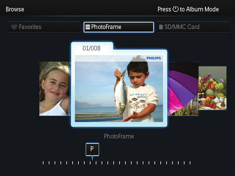 5 Bla gjennom Bla gjennom album eller bilder Du kan bla gjennom og behandle album og medier i bølgemodus eller albummodus. Bølgemodus: 3 Vis bilder.