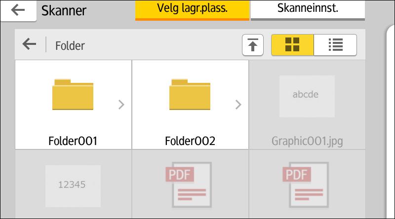 5. Print Lagre skannet data på en minnelagringsenhet 1. Trykk på [Startskjerm] ( ) nederst på midten av skjermen. 2. Trykk på [Utskrift/skanning (Memory Storage Device)]-ikonet. 3.