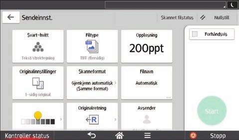 2. Komme i gang [Sendeinnstillinger]-skjermen Du kan bytte mellom de fire skjermene som beskrives i denne delen, ved å sveipe skjermen opp eller ned. 1 2 3 4 5 6 DLV054 Nr.