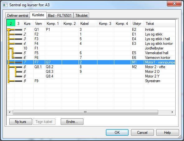 102 Automasjon DDS-CAD 9 FP 7 8) Lagre kurslisten med [OK].