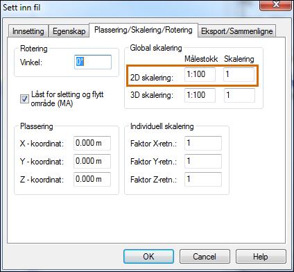 30 Sette inn dwg-fil DDS-CAD 9 FP Endre verdien i feltet Skalering i 2D skalering slik at målt verdi stemmer med virkeligheten. Bekreft dialogen med [OK] og zoom samme området igjen.