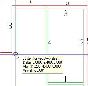 46 Bygg DDS-CAD 9 FP Hvis ikke dette punktet viser må smartsnapping aktiveres med knappen (Bruk smart snapping) i nederste knapperad. 2. Klikk venstre musetast for å snappe til punktet.