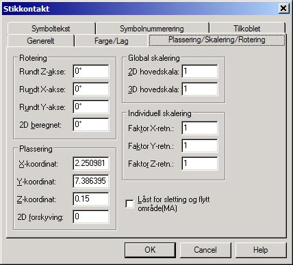 DDS-CAD 9 FP Plassering(X,Y,Z koordinat),skalering