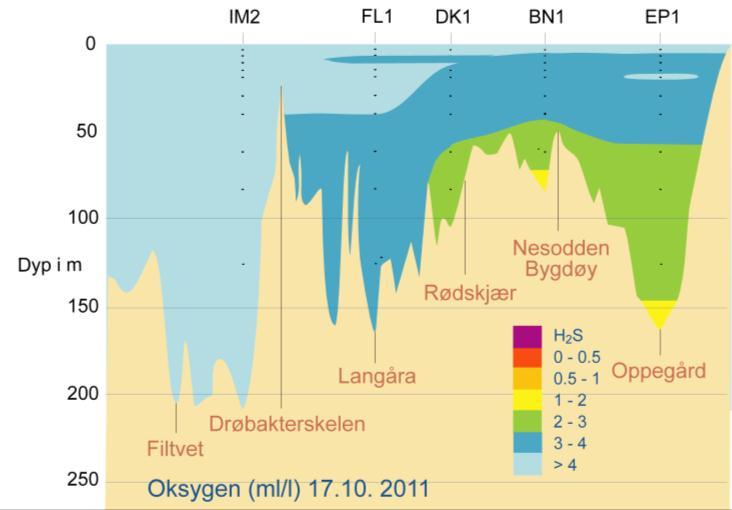 Det ble ikke registrert H 2 S på noen stasjoner (pga.