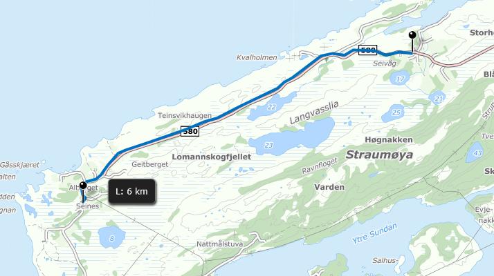 Fig.2 Alt.2 sjøledning fra Marvold til Gillesvåg Dette vil også gi mulighet for etablering av vann til det regulerte hyttefeltet på nordsiden av Åselibrua, ved å krysse med sjøledning over fjorden.