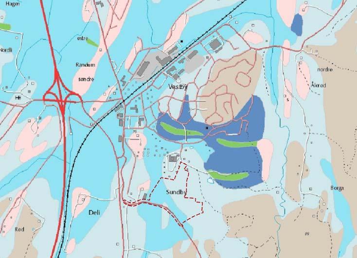 Figur 5.4 Løsmassekart over planområdet. Kilde:www.ngu.no Planområdet består i hovedsak av løsmasser fra hav- og fjordavsetning (se figur 5.3).