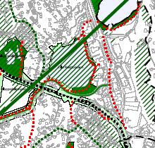 Figur 13: Utsnitt av kommunedelplanens temakart for Landskap Grøntstruktur som viser planområdet. På temakartet er Lille Nesttunvann markert som Landskap med svært høy verdi.