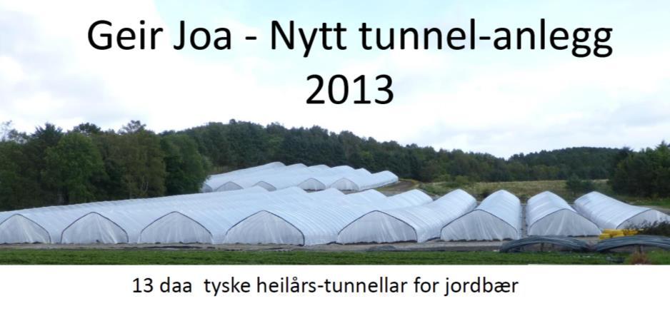 Mai Profesionalism => investments Geir Joa: 13 daa new tunnels