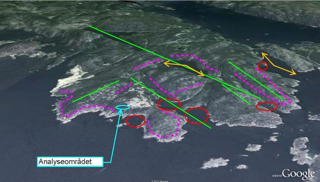 Samsvika ved Ramsjord, via Ramsjordvannet og Bervannet. Denne linjen fortsetter videre gjennom Høylandsdalen. Figur 8: Helhet og sammenheng i analyseområdets omliggende landskap.