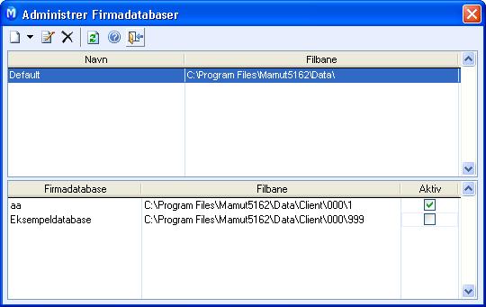 Administrere Firmadatabaser ADMINISTRERE FIRMADATABASER Under installasjon oppgir du din sti/filbane til den datalokasjonen som tilhører din hovedinstallasjon av Mamut Business Software.