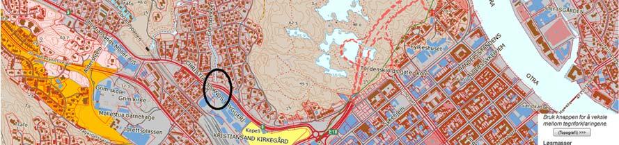 Området ved kulverten er en tidligere gjenfylt bekkedal med Grimsbekken i bunn av dalen. Topplaget er i totalsonderingene registrert som fyllmasser med grus og stein i dybden.