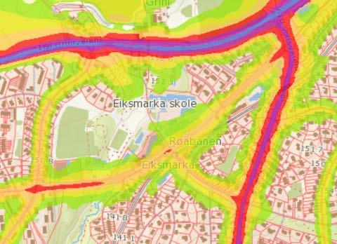 36 tillegg kommer støy fra T-banen. Økt trafikk pga. økt utnyttelse vil ikke gi merkbar støyendring. Foreslått tiltak innebærer lokk over T-banen som vil redusere støy fra banen.