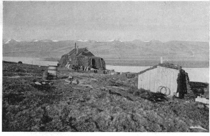 - 37 3- Fig. 3. Den norske fangsthytte Moskusheimen ved Revet, Claveringfjorden. A. K. Orvln fot.