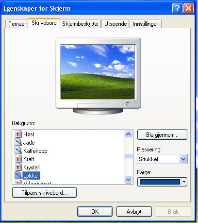 Gjelder Windows XP 1. Høyreklikk på skrivebordet 2.