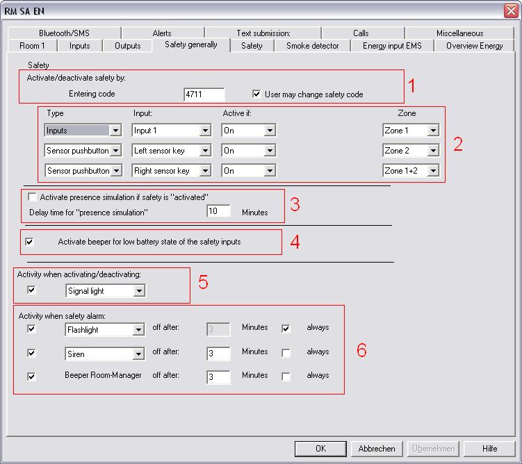 Eaton RF-System 113 Du kan gjøre følgende innstillinger: Felt 1: Her kan koden for kvittering av alarm defineres.