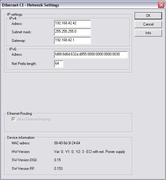 Eaton RF-System 163 Nettverksinnstillinger for Ethernet CI: Her kan du finne informasjon om mulighetene for ECI nettverksinnstillinger.