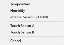 PT1000) Det finnes kun en felles innstilling som definerer ulike parametere for hver sensor på følgende måte: minimum nødvendig endring av verdi siden forrige sendte verdi før sending