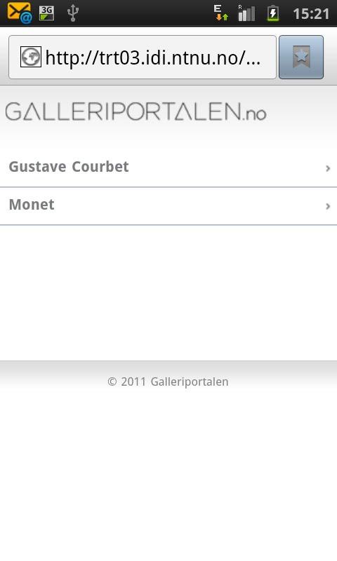 4 Brukervennlighet og utseende Figur 4.11: Galleriportalen - Endelig skisse - Mobil 4.7.