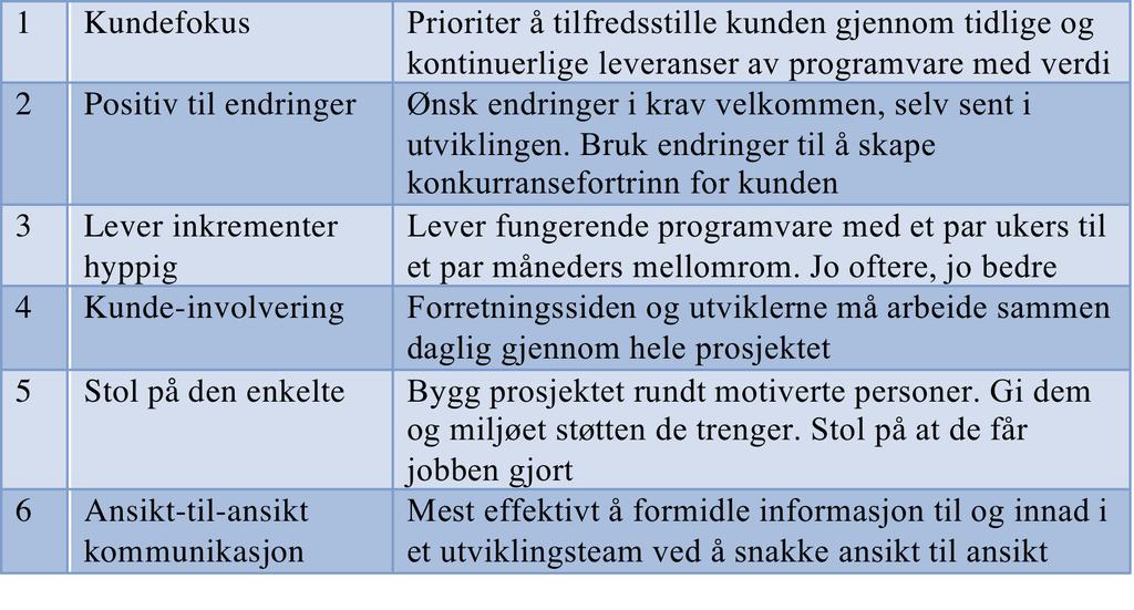 En samling software-guruer i 2001: Agile Manifesto 12 prinsipper*