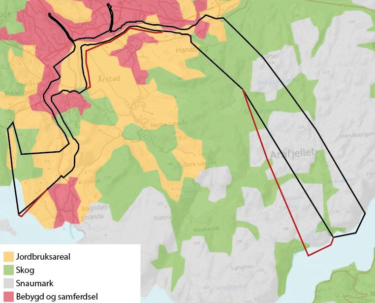 Utvidelsene omfatter areal som i dag er jordbruksareal, skog