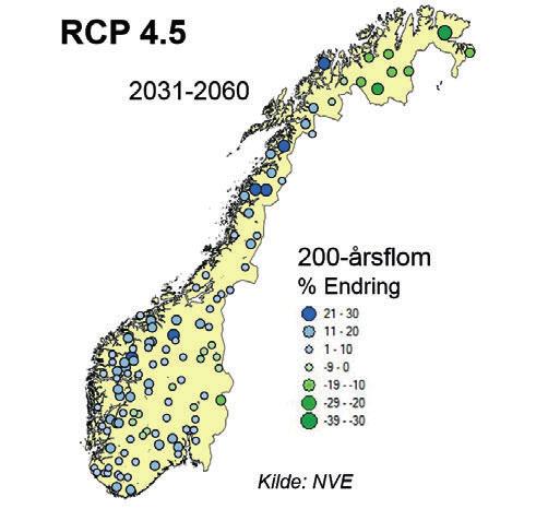 38 Meld. St. 18 2016 2017 200-årsflaum % Endring 21-30 11-20 1-10 -9-0 -19 - -10-29 - -20-39 - -30 Figur 2.13 Forventa endring i flaum og nedbør 2031 2060.