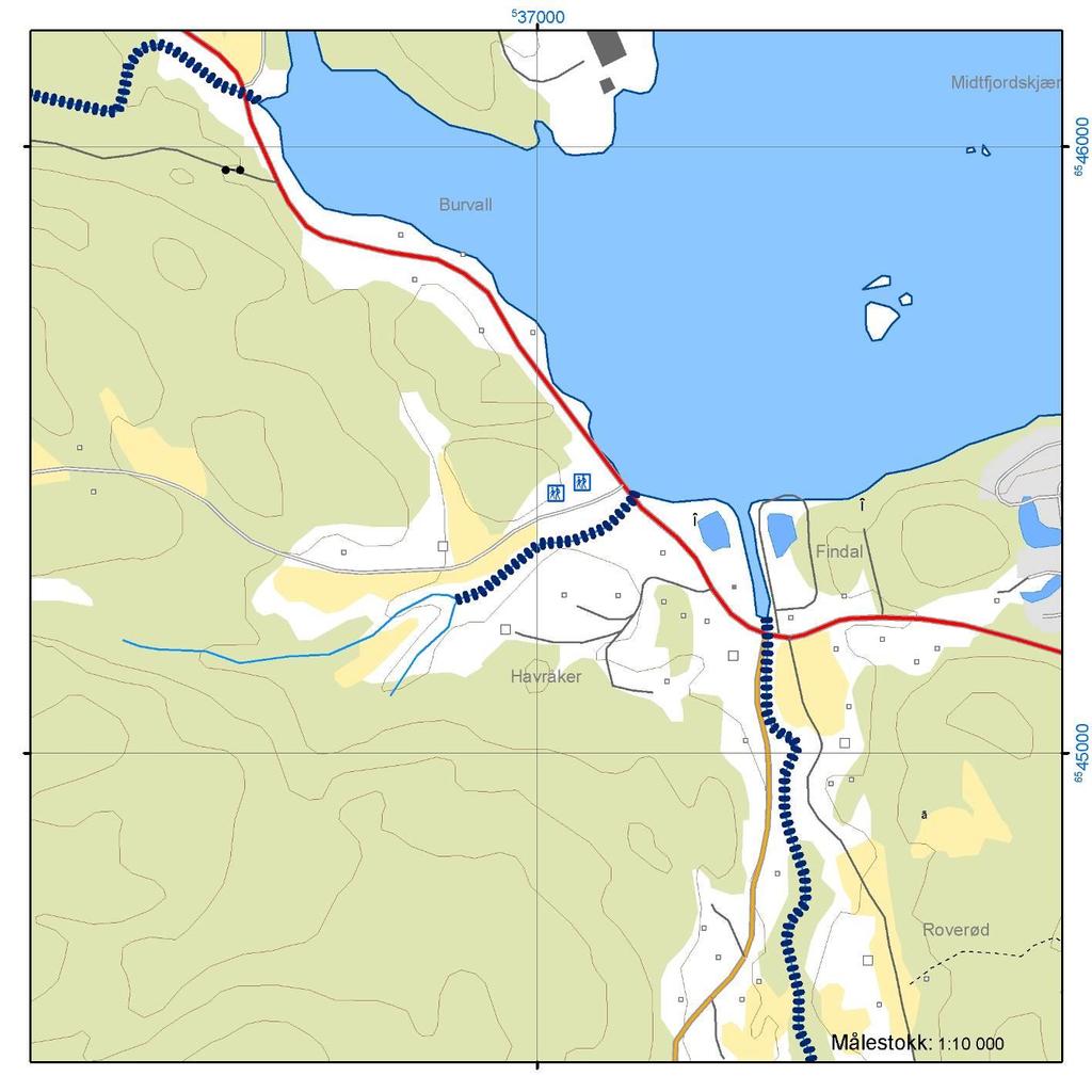 Havråkerbekken OBJEKTID 13316142 WaterBodyID 016-2673-R Anadrom areal (m2) UTM sone 32 øst nord Anadrom lengde (m) 360 Utløp 537200 6545400 Sist undersøkt 24/10/2012 Vandringshinder NJFF Bekken