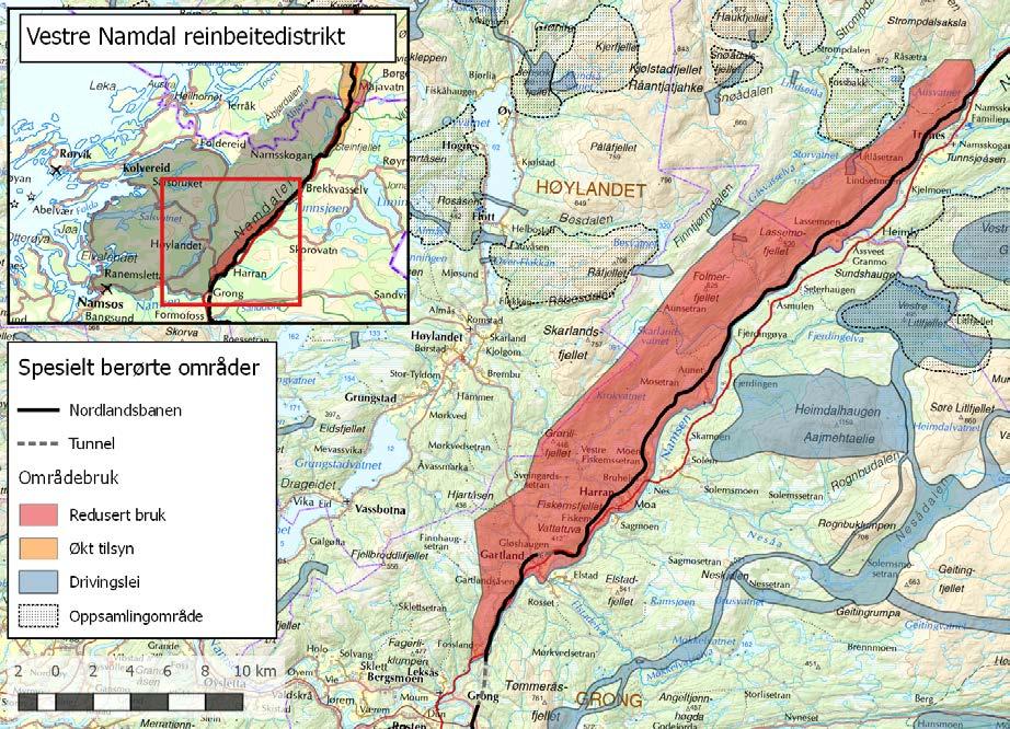 9.1.9 Vestre Namdal reinbeitedistrikt Vestre Namdal reinbeitedistrikt er delt i to siidaer som har litt ulik bruk av områdene langs Namdalen vår og høst.