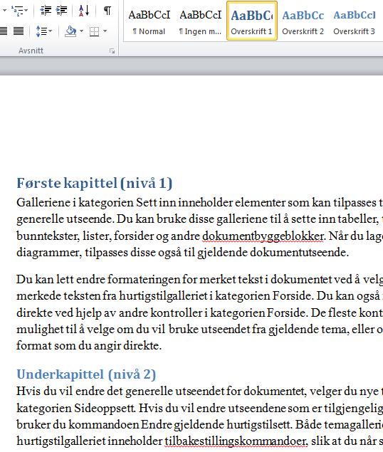 Bruke stiler på overskrifter Stilene kan også endres.
