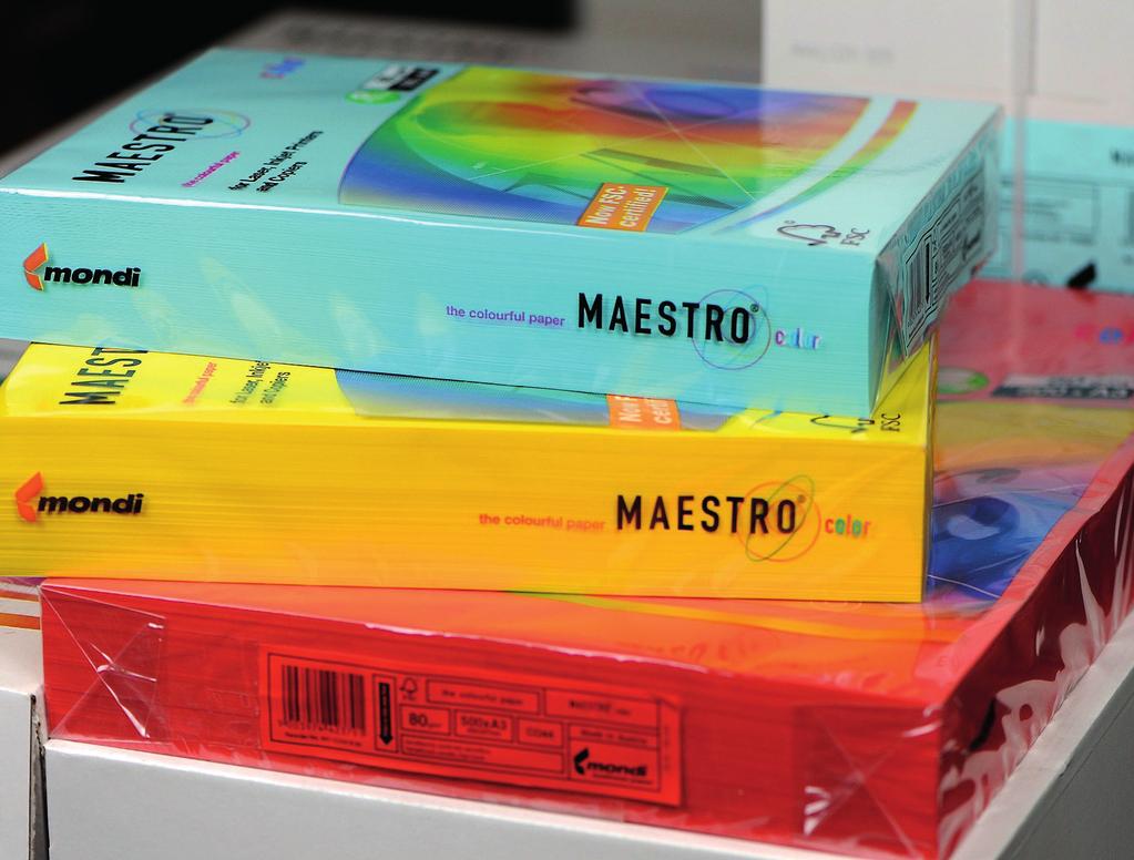 PAPIR MAESTRO COLOR Maestro Color: Farget papir i 9 ulike nyanser. Format fra A4 til A2+ i 80 og 160 gram.