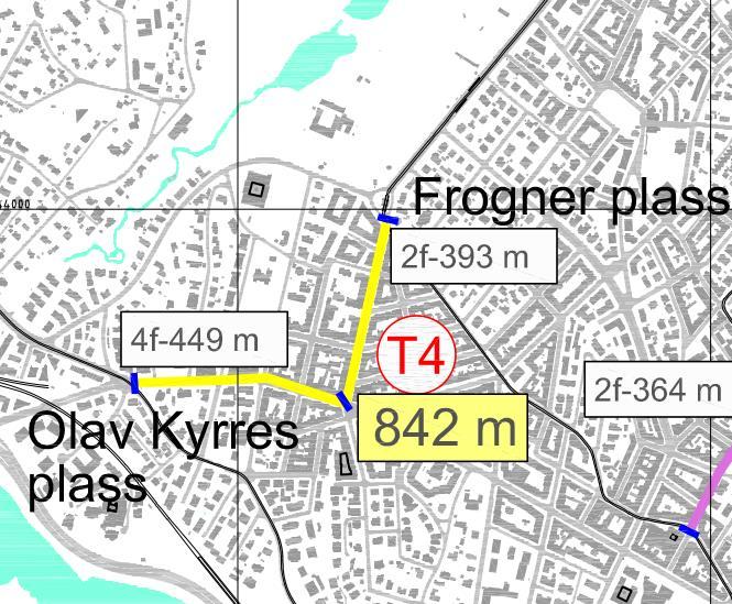 Side 9 T4 ny trasé Olav Kyrres plass Frogner plass Hensikten med denne traseen og T2 er å få en forbindelse langs Ring 2 fra Skøyen til Helsfyr/Bryn.