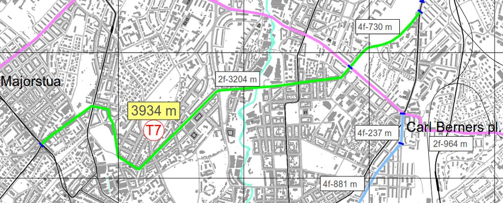 Side 11 T7 ny trasé Homansbyen Trondheimsveien v/torshovdalen Dette er en trasé mellom Ring 1 og Ring 2 som har tilnærmet traseen til dagens bussrute 21.