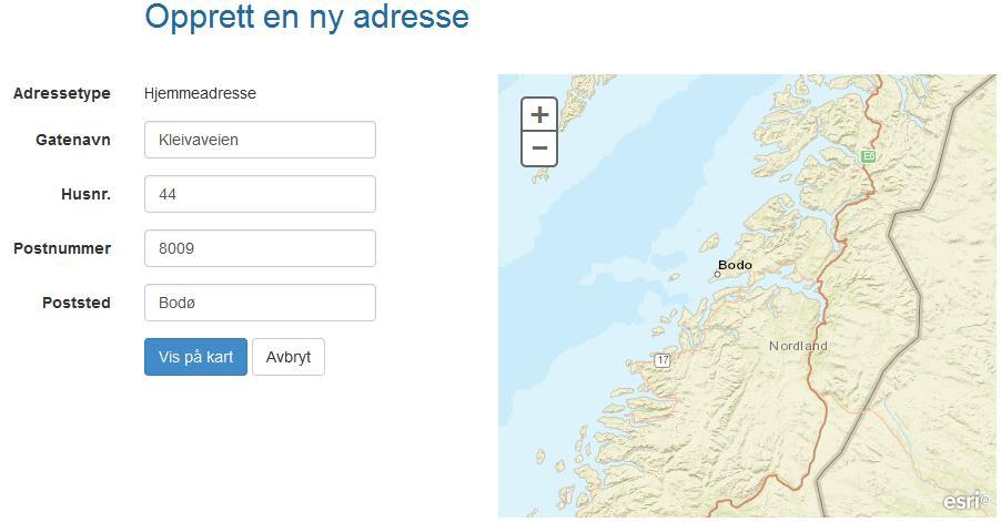 Nå kan du logge på systemet. 1.8. Første gang du logger deg inn, blir du automatisk henvist til å registrere din hjemmeadresse.