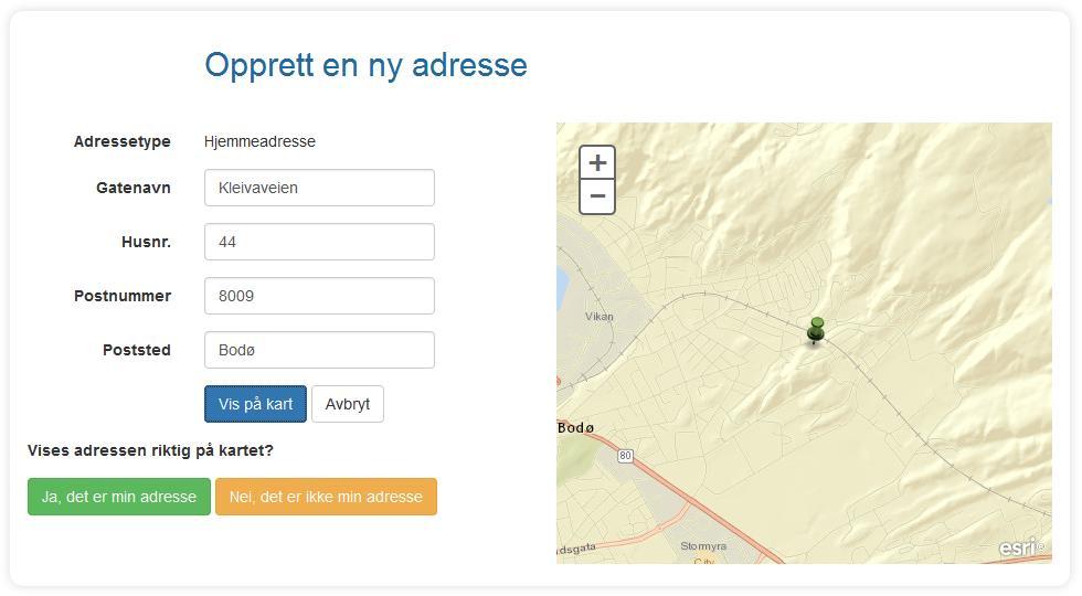 Klikk på Ja, det er min adresse og klikk på Lagre i neste bilde (Adresser i veiledningen er helt tilfeldig valgt) Studentportal Brukermanual Dette er altså registrering av din hjemmeadresse.