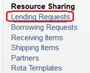 En innkommet fjernlånsbestilling vil havne i tasks-listen som New lending requests - unassigned Du kan også få opp bestillingen fra Alma menyen: Fulfillment > Resource Sharing > Lending Requests 2.
