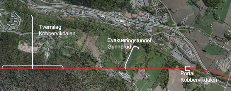 Vurderte områder for tunneldriving Tverrslag Austadveien og Kobbervikdalen har vært med fra KDP.