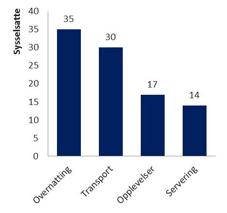 Figur 2-3 a) Sysselsatte i fra regnskapspliktige bedrifter (tall fra 2011) og registrerte enkeltmannsforetak (tall fra 2010).