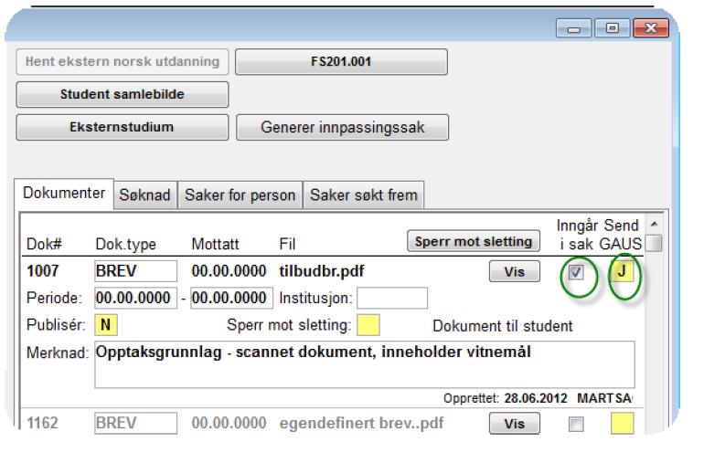 Dokumenter som er eksplisitt knyttet til saken,