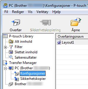 Overføre maler med P-touch Transfer Express (bare Windows ) Lagre malen som en