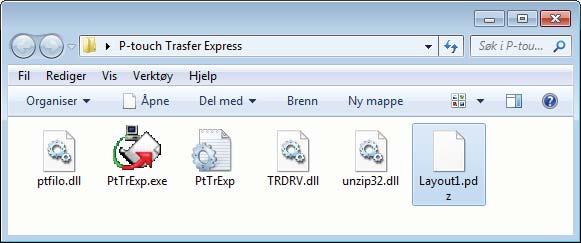 Overføre maler med P-touch Transfer Express (bare Windows ) Distribuere overføringspakkefilen (.