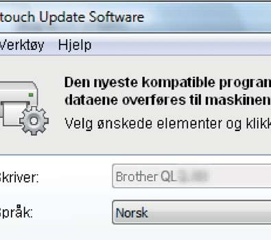 Slik oppdaterer du P-touch-programvaren e Velg [Språk], merk